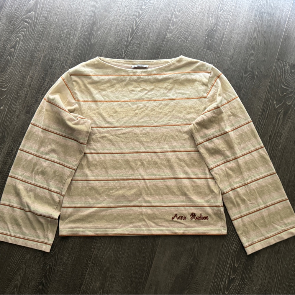 Acne Studios Cream Top with Orange and Pink Stripes